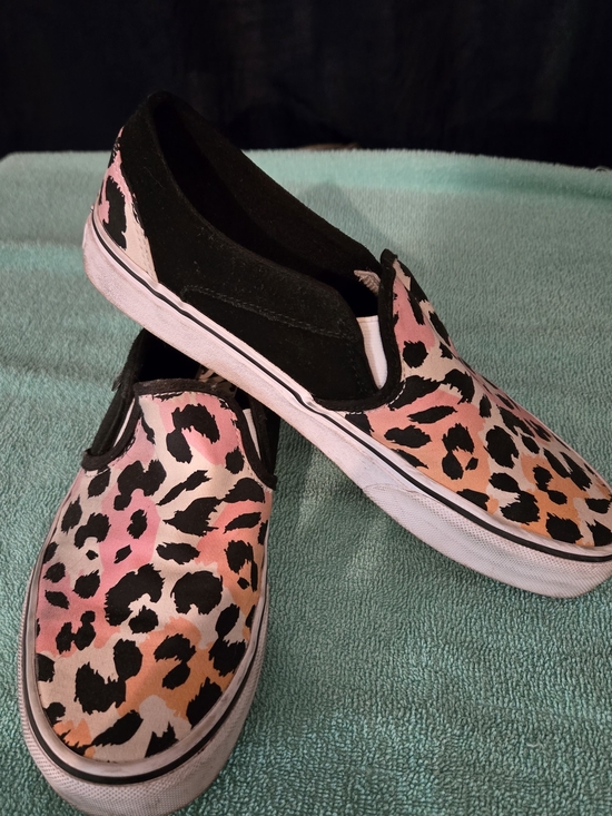 Vans Shoes - *Vans* Women's Slip-On Leopard Print Canvas Shoes - Pink & Orange